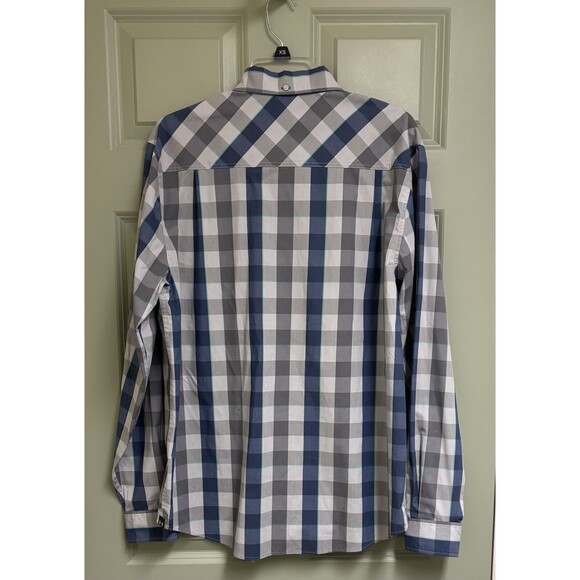 UNDER ARMOUR Tactical Shirt Mens Medium Blue Gray Plaid Button Up LS Performance - Picture 3 of 11